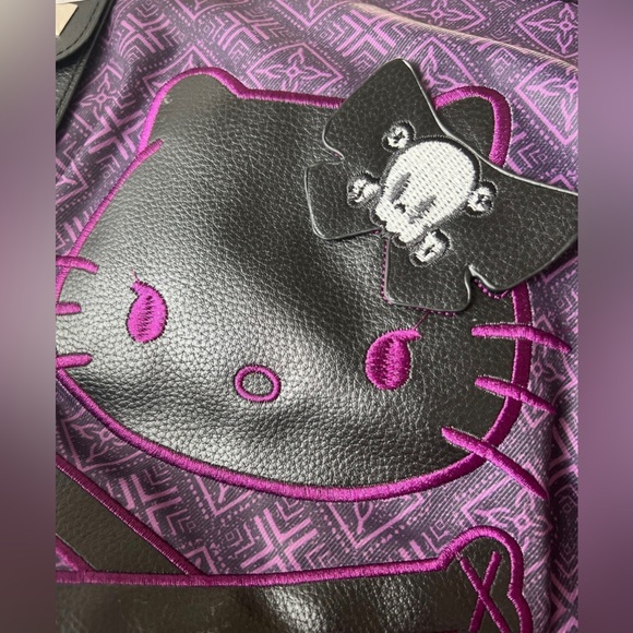 HELLO KITTY ANGRY SKULL BLACK AND PURPLE TOTE BAG NEW Christmas - Picture 8 of 9